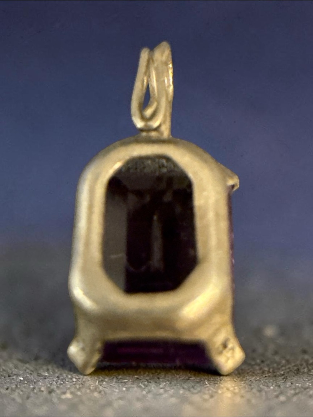 Vintage Amethyst Pendant Emerald Cut Amethyst Silver Tone Open Back Setting - Picture 4 of 5